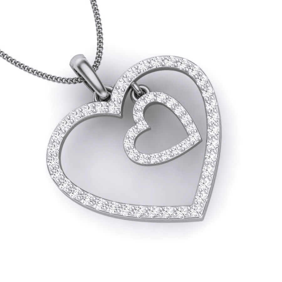 Diamond Heart Love Valentine Pendant renders 3dm details 3D print model_11