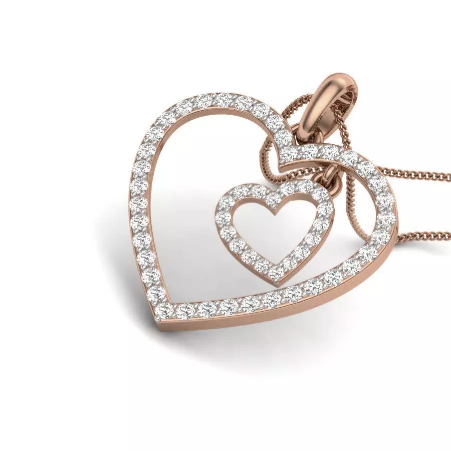 Diamond Heart Love Valentine Pendant renders 3dm details 3D print model_0