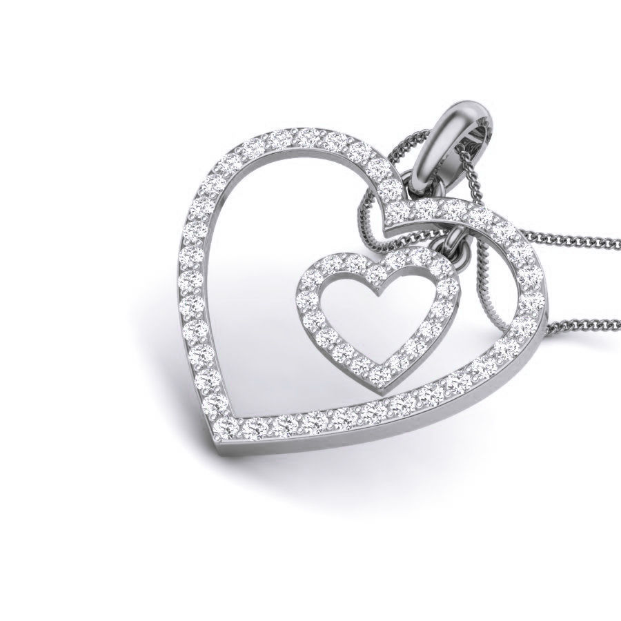 Diamond Heart Love Valentine Pendant renders 3dm details 3D print model_2