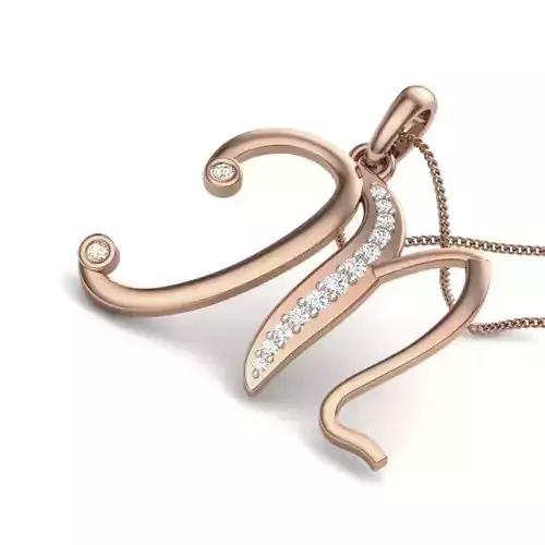 Diamond Alphabet - M Pendant renders 3dm details