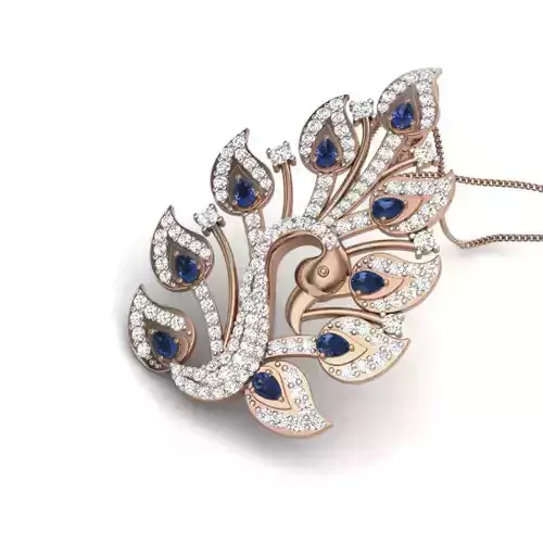 Peacock Diamond Cocktail Pendant renders 3dm details