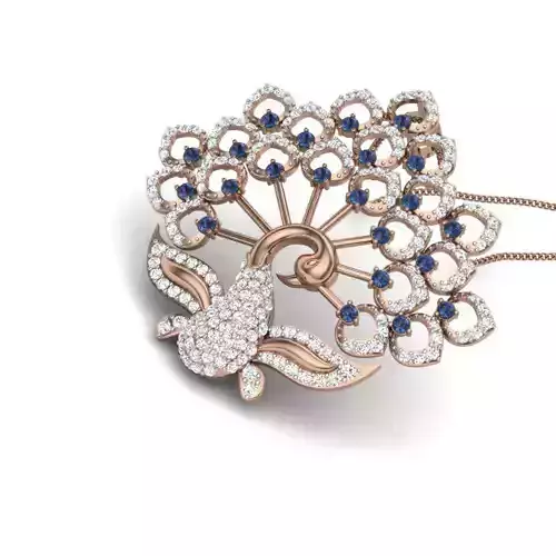 Peacock Diamond Cocktail Pendant renders 3dm details