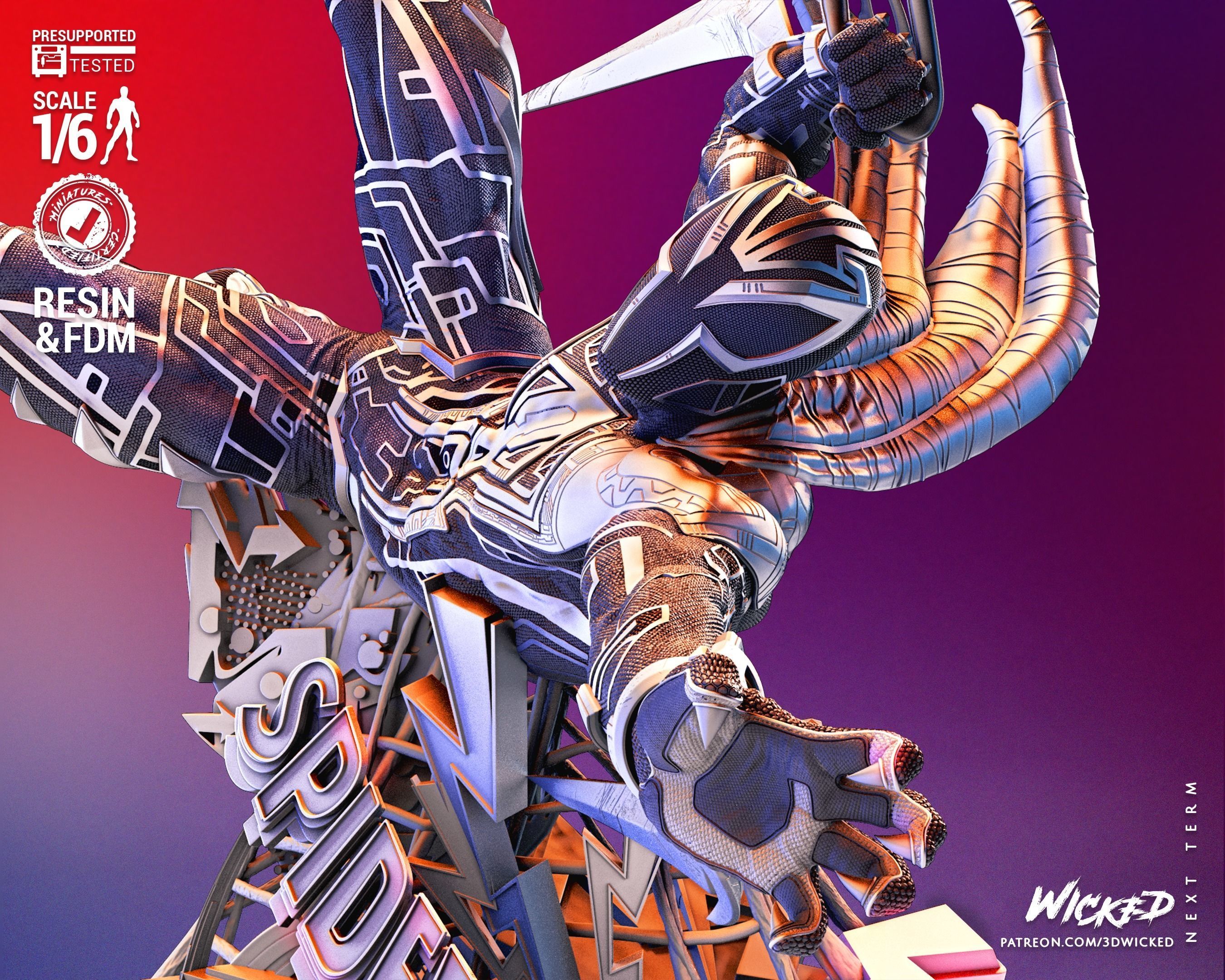 Marvel Spiderman 2099 Sculpture Tested for 3D printing 3D print model_89