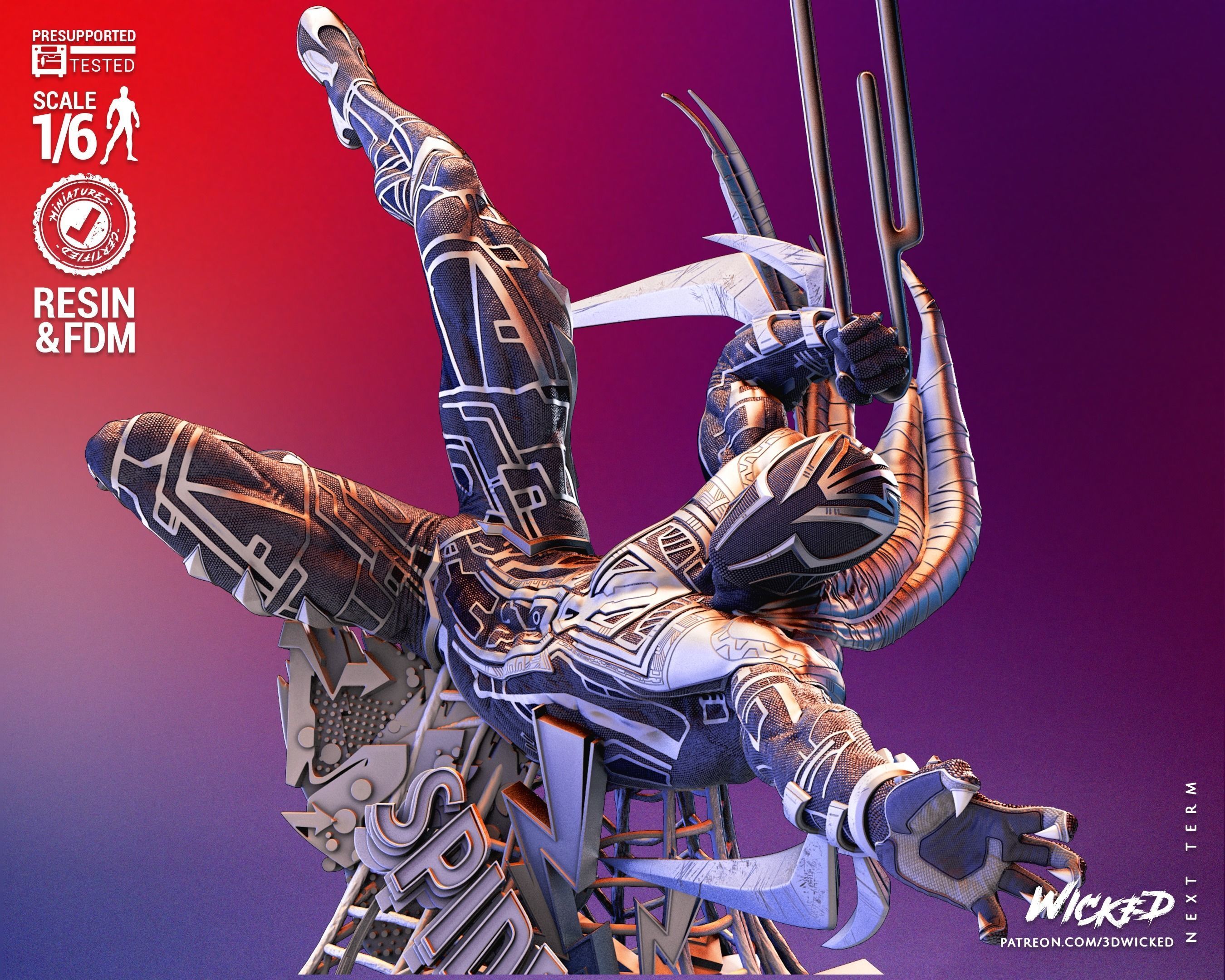 Marvel Spiderman 2099 Sculpture Tested for 3D printing 3D print model_18