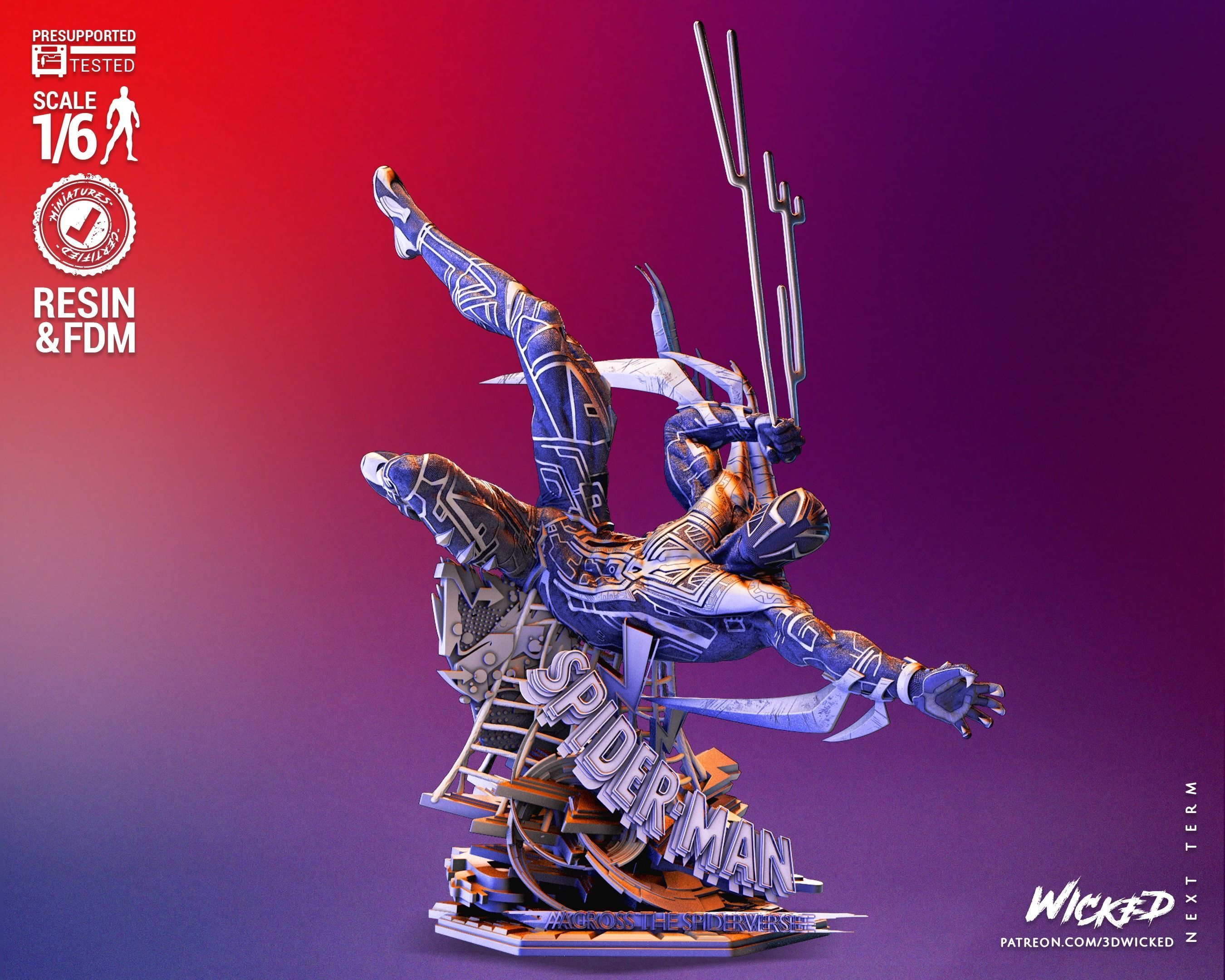 Marvel Spiderman 2099 Sculpture Tested for 3D printing 3D print model_5