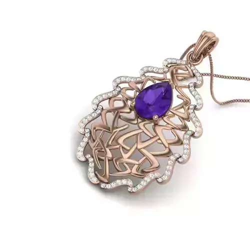 Wave Wire Mesh Diamond Cocktail Pendant renders 3dm details