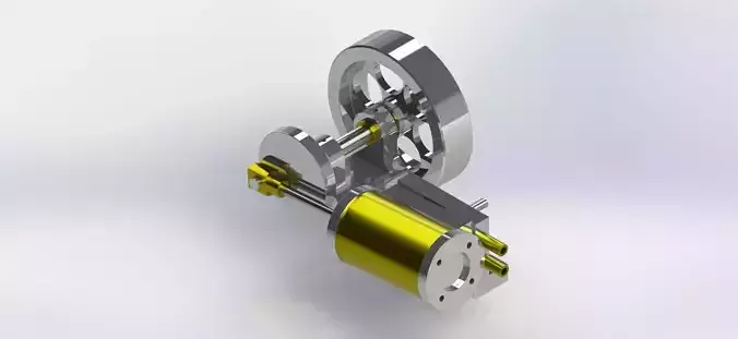 SIMPLE 1 CYLINDER OSCILLATING STEAM ENGINE 3D model