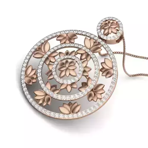 Diamond Flower Petals Pendant renders 3dm details