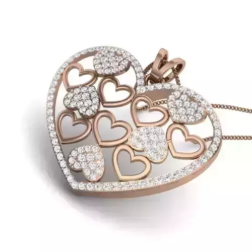 Diamond Heart Love Valentine Pendant renders 3dm details 3D print model