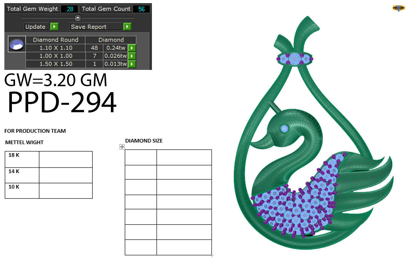 Diamond Swan Pendant renders 3dm details 3D print model_16