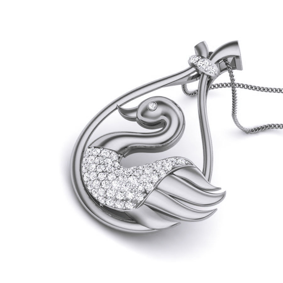 Diamond Swan Pendant renders 3dm details 3D print model_2
