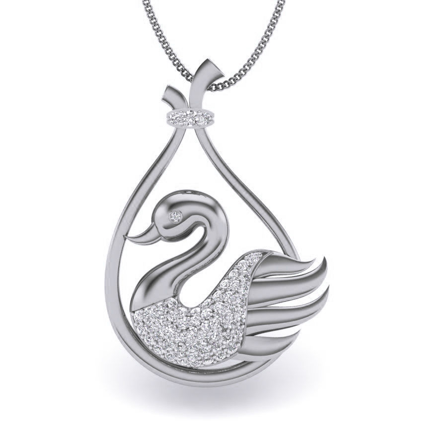 Diamond Swan Pendant renders 3dm details 3D print model_5