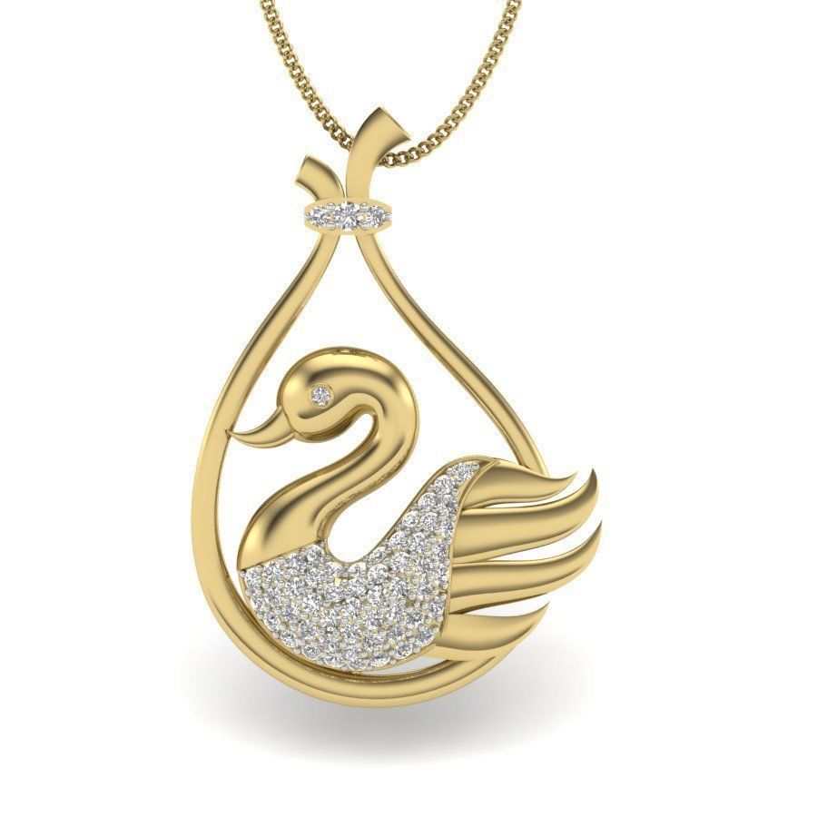 Diamond Swan Pendant renders 3dm details 3D print model_4