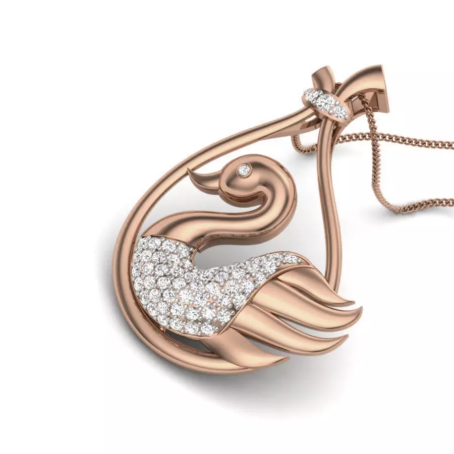 Diamond Swan Pendant renders 3dm details 3D print model_0