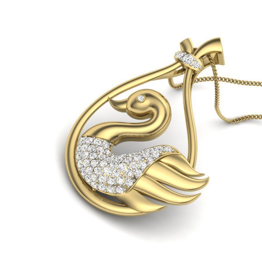Diamond Swan Pendant renders 3dm details 3D print model_1