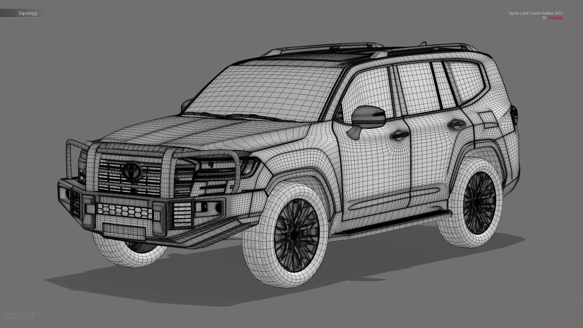 Toyota Land Cruiser With Bullbar 2022 3D model_3