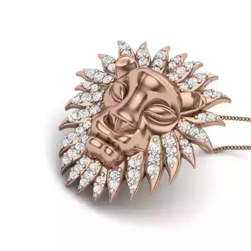 Diamond Lion Face Pendant renders 3dm details