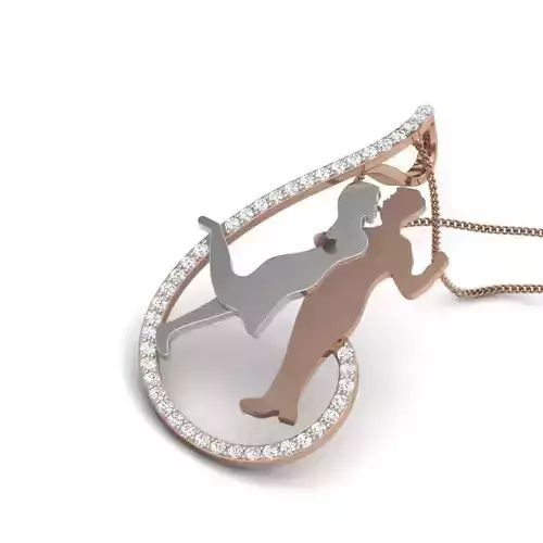 Diamond Dancing Couple Pendant renders 3dm details