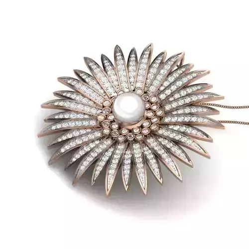 Flower Diamond Cocktail Pendant renders 3dm details