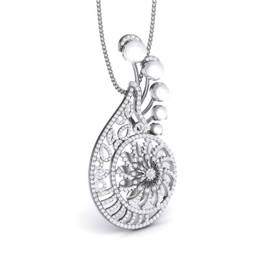 Flower Diamond Cocktail Pendant renders 3dm details 3D print model_9