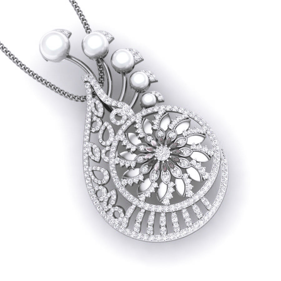 Flower Diamond Cocktail Pendant renders 3dm details 3D print model_11