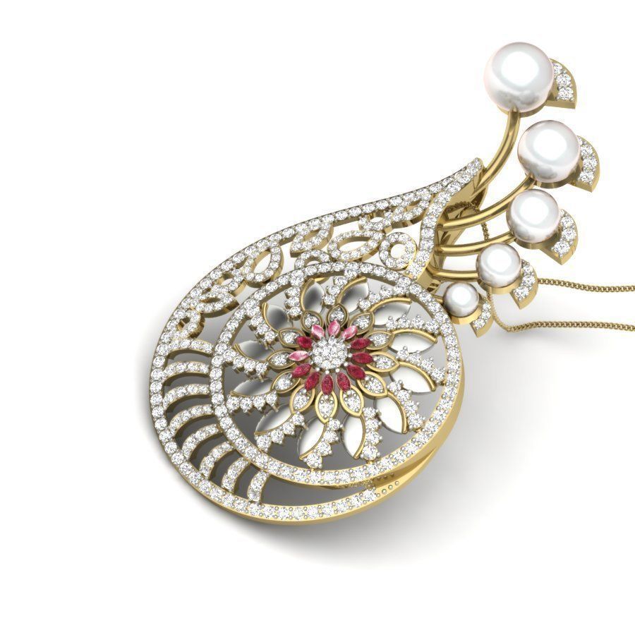 Flower Diamond Cocktail Pendant renders 3dm details 3D print model_1