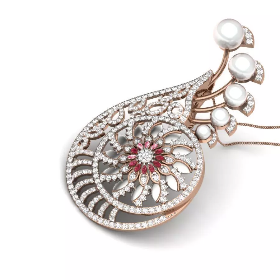 Flower Diamond Cocktail Pendant renders 3dm details 3D print model_0