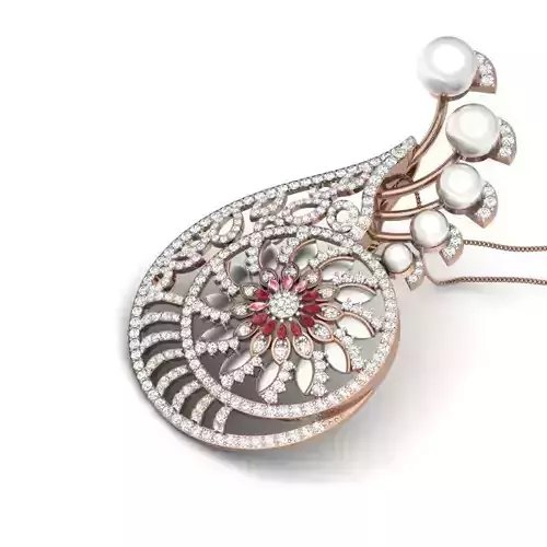 Flower Diamond Cocktail Pendant renders 3dm details