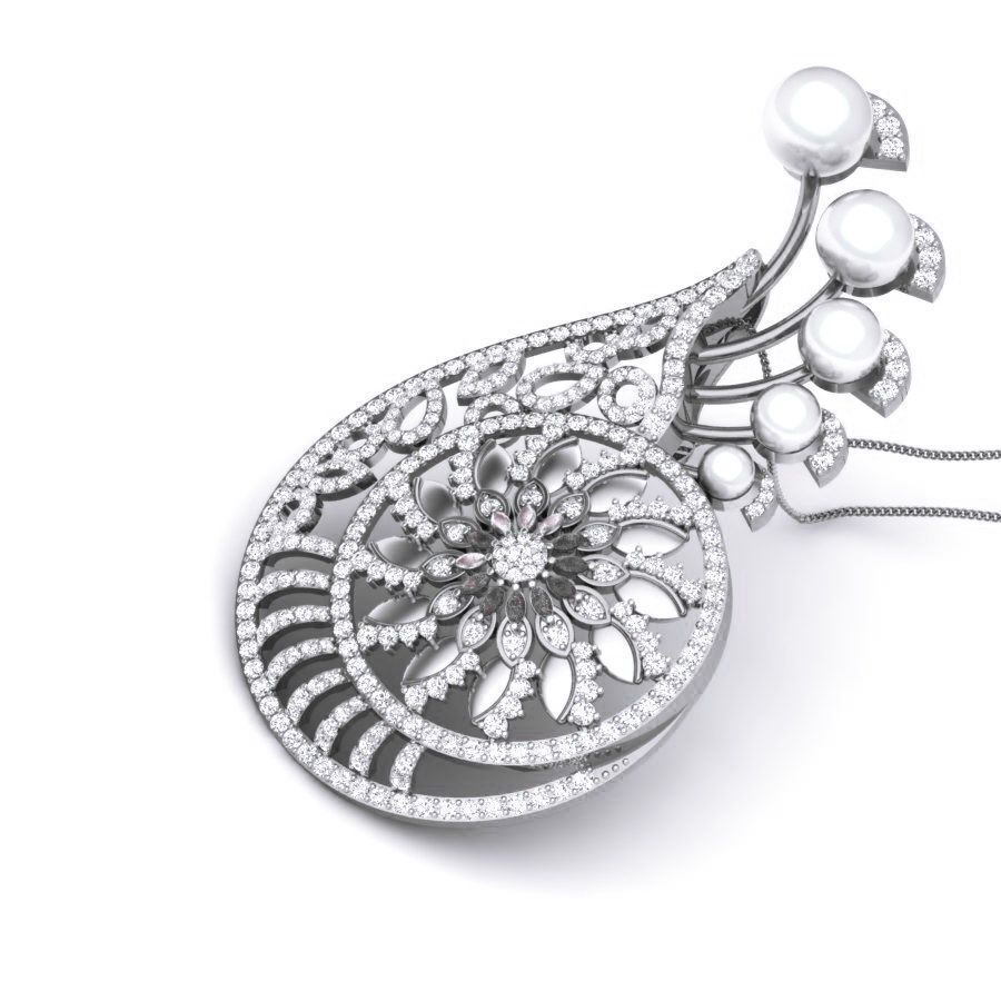 Flower Diamond Cocktail Pendant renders 3dm details 3D print model_2