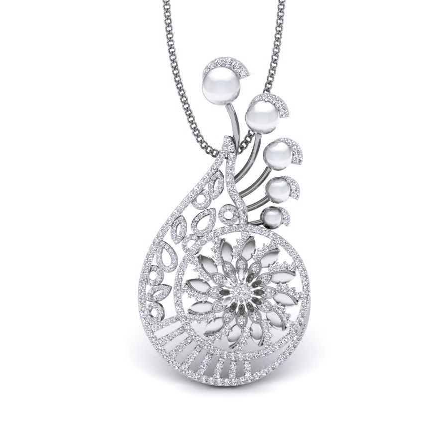 Flower Diamond Cocktail Pendant renders 3dm details 3D print model_5