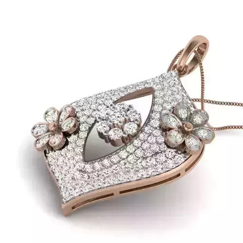 Flower Diamond Cocktail Pendant renders 3dm details