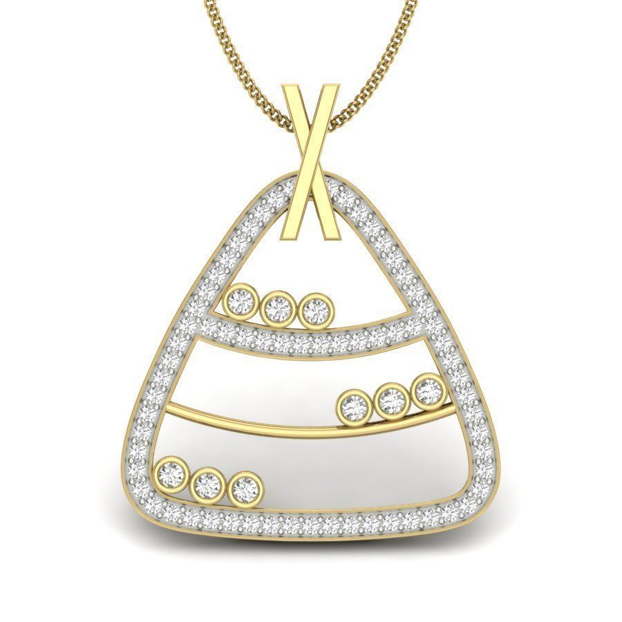 Diamond Triangular Pendant renders 3dm details 3D print model_5