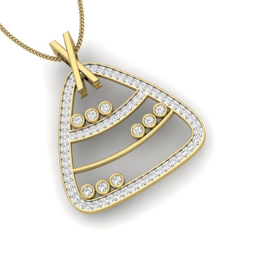 Diamond Triangular Pendant renders 3dm details 3D print model_10