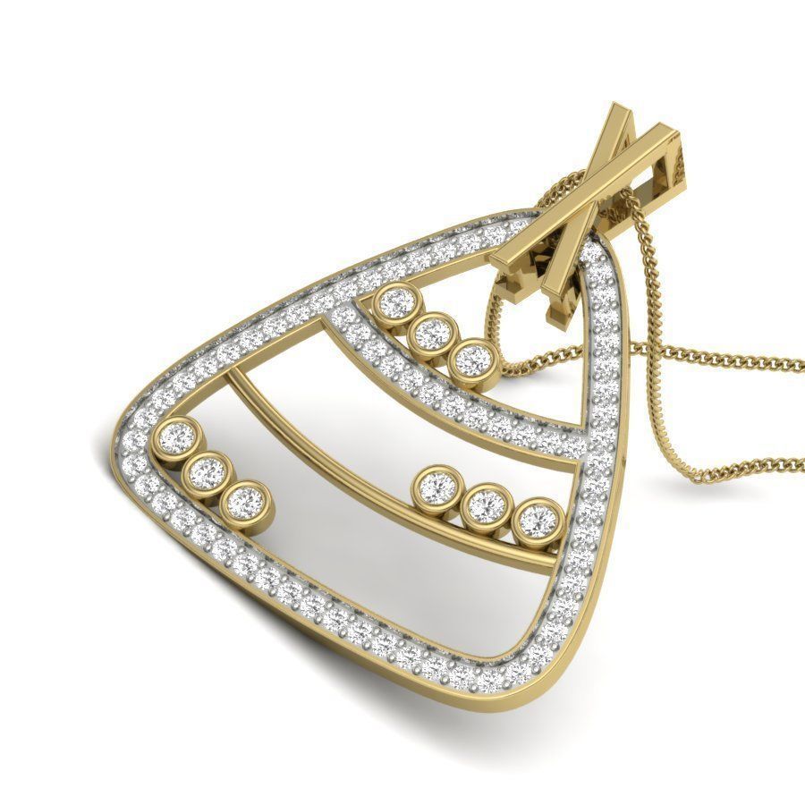 Diamond Triangular Pendant renders 3dm details 3D print model_1