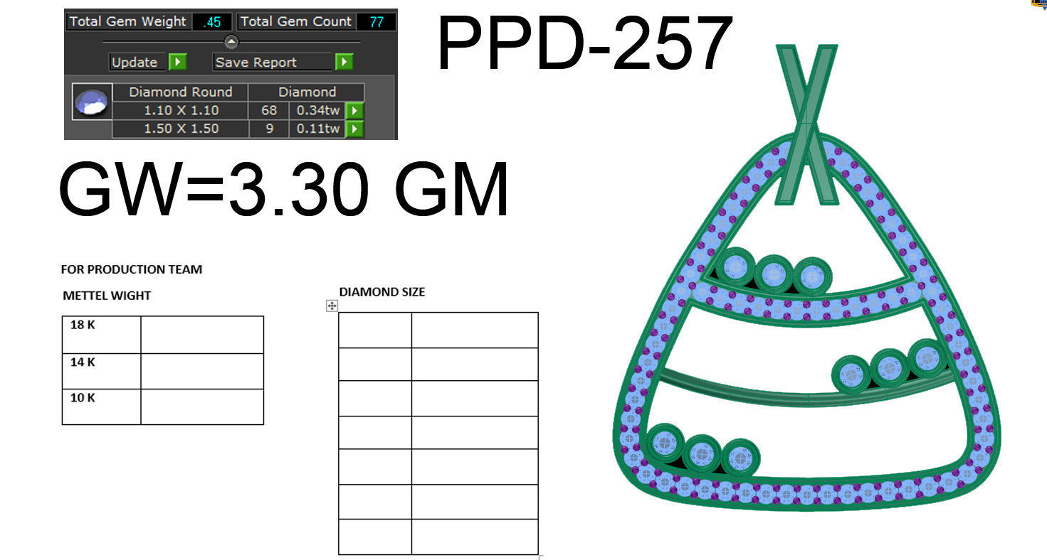 Diamond Triangular Pendant renders 3dm details 3D print model_16