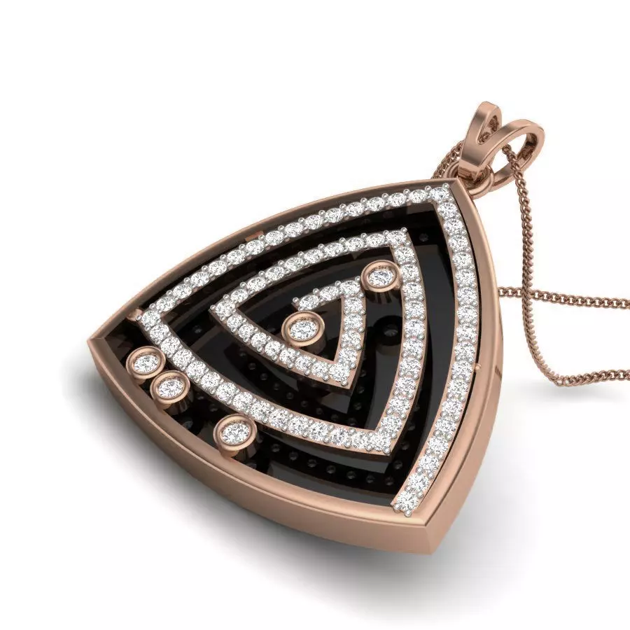 Triangular Fibonacci Diamond Pendant renders 3dm details 3D print model