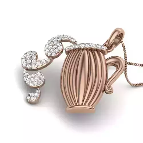 Diamond Flower Vase Pendant renders 3dm details