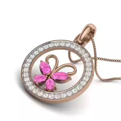 Diamond Butterfly Pendant renders 3dm details