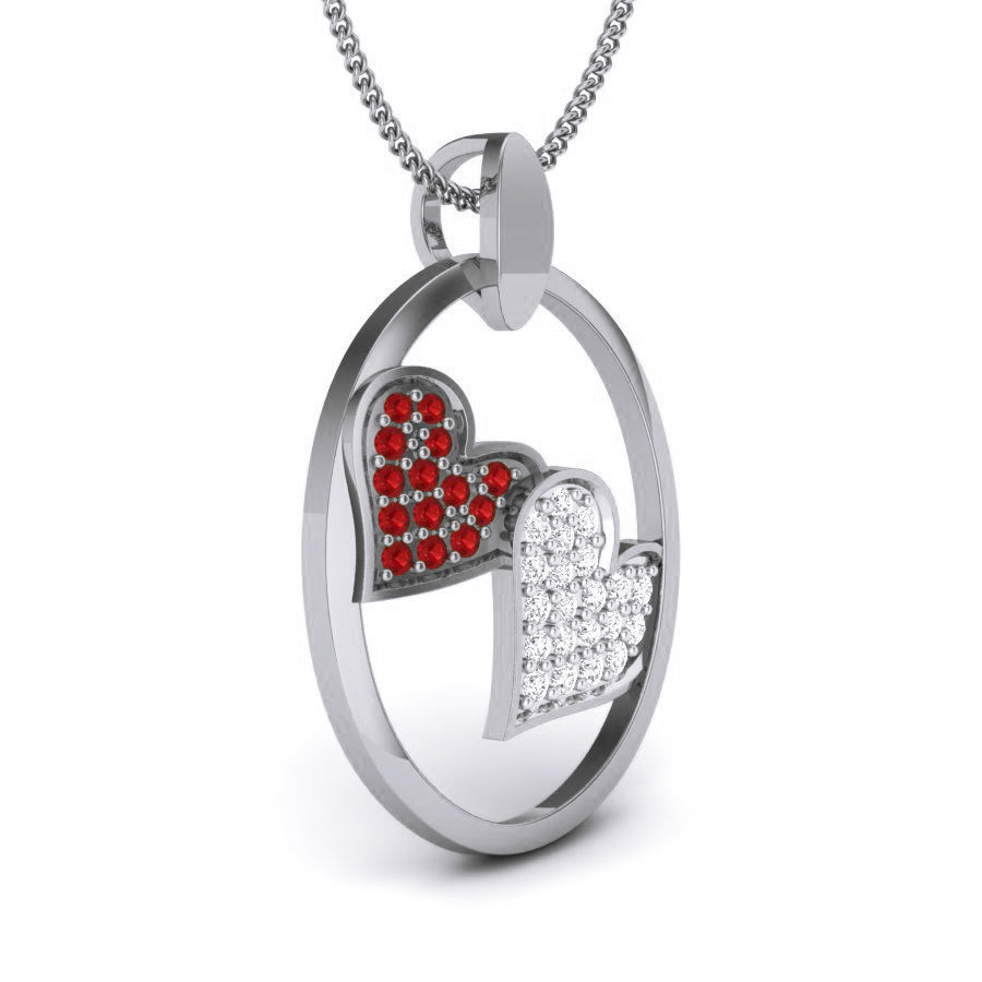 Diamond Heart Love Valentine Pendant renders 3dm details 3D print model_8