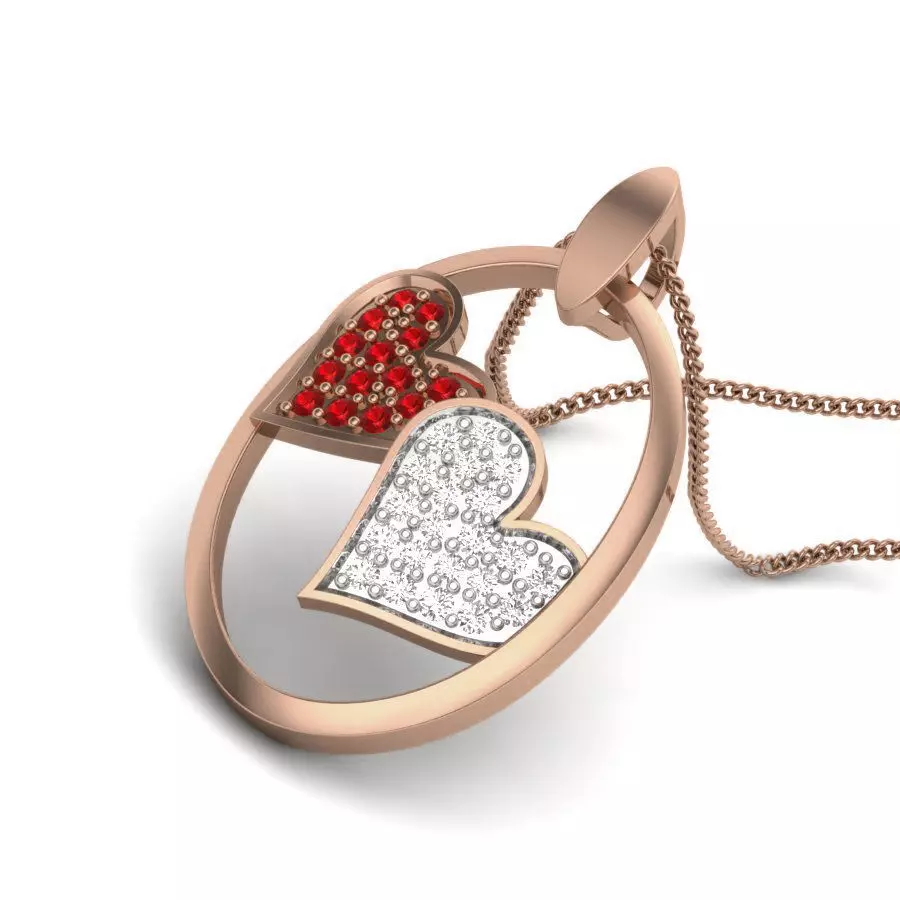 Diamond Heart Love Valentine Pendant renders 3dm details 3D print model_0