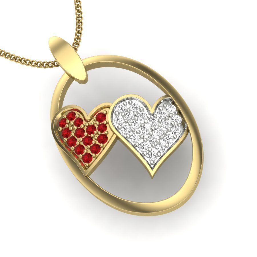 Diamond Heart Love Valentine Pendant renders 3dm details 3D print model_10