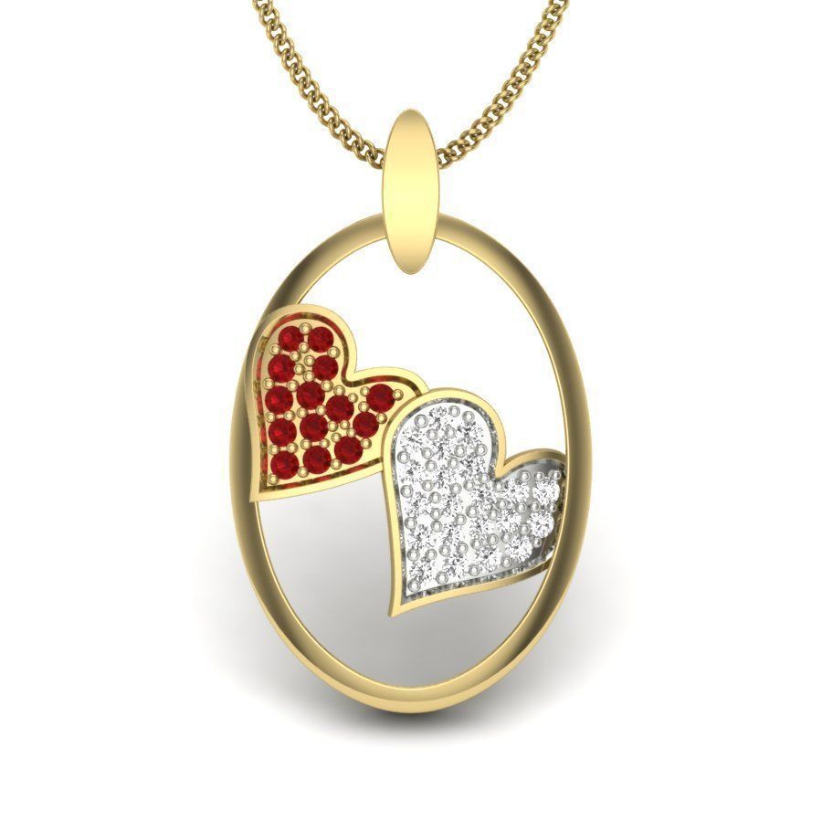 Diamond Heart Love Valentine Pendant renders 3dm details 3D print model_5