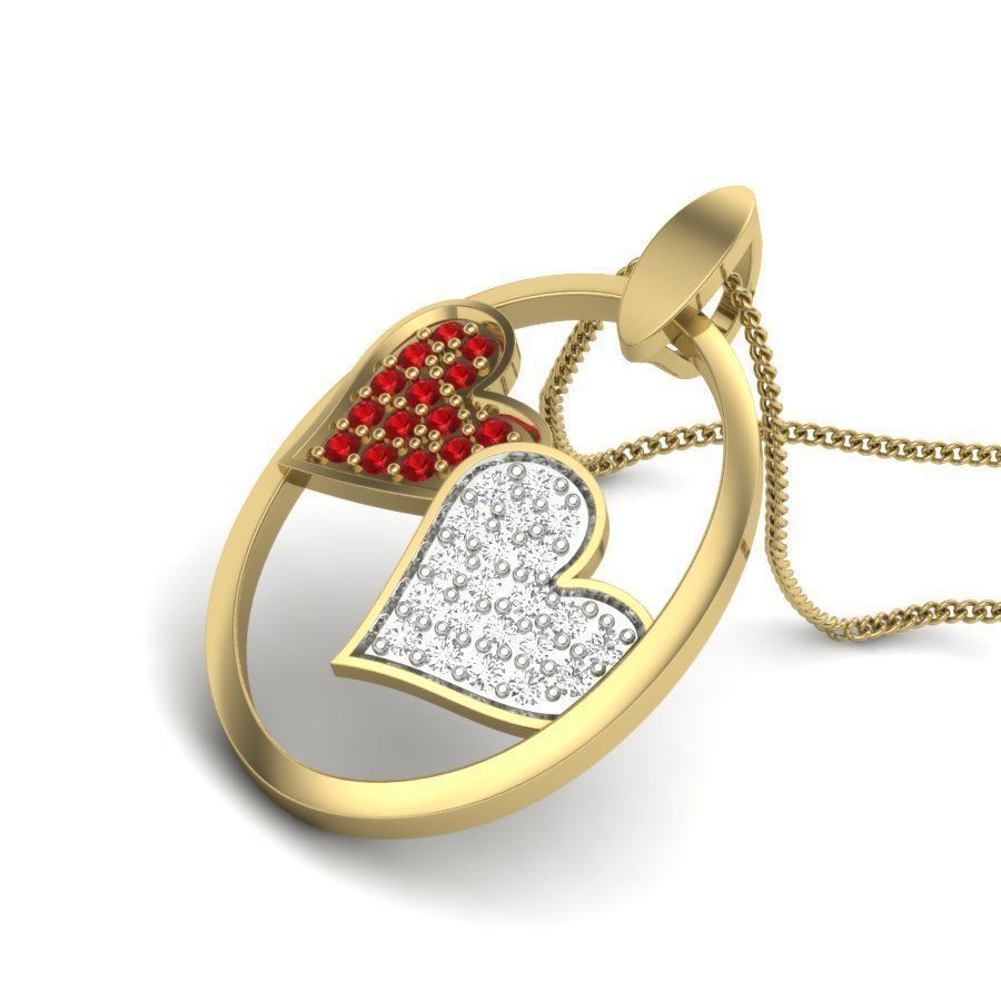 Diamond Heart Love Valentine Pendant renders 3dm details 3D print model_1