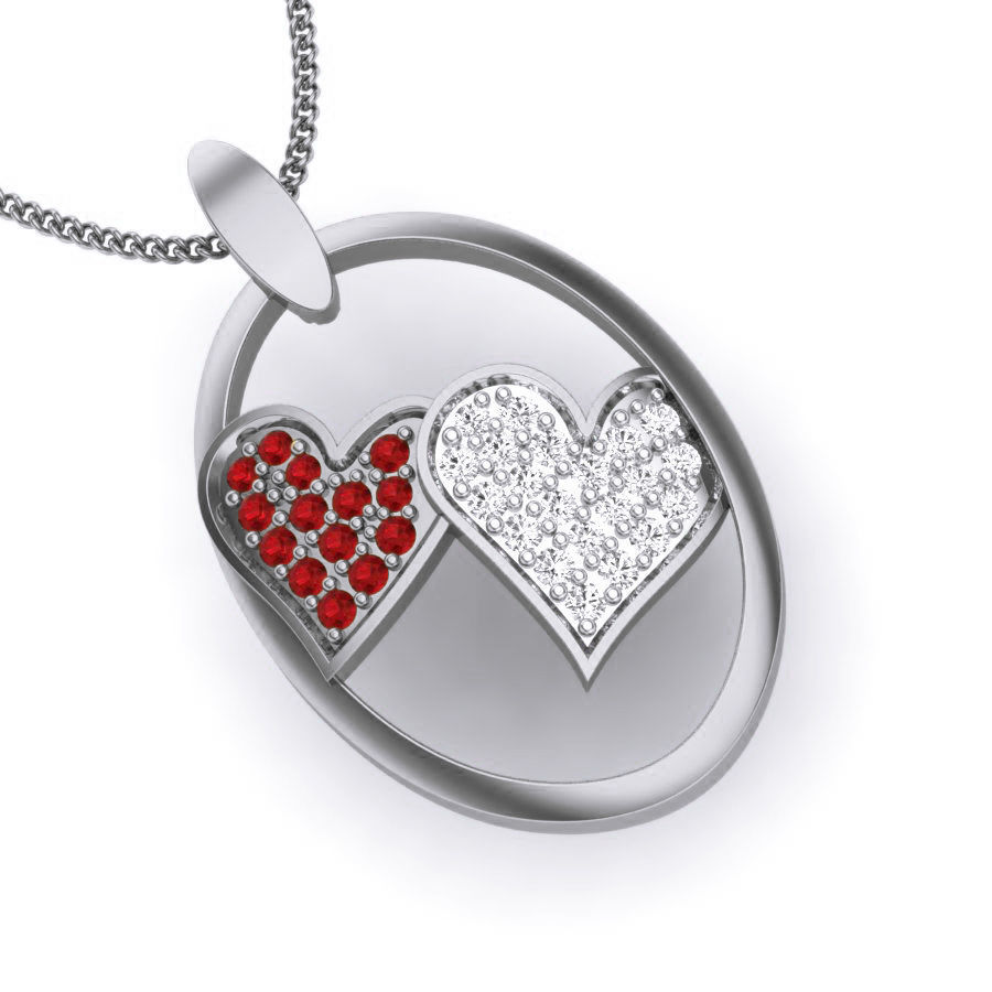 Diamond Heart Love Valentine Pendant renders 3dm details 3D print model_12