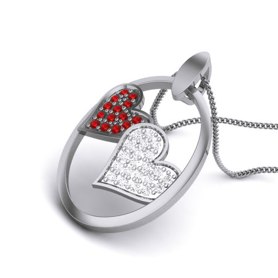 Diamond Heart Love Valentine Pendant renders 3dm details 3D print model_2