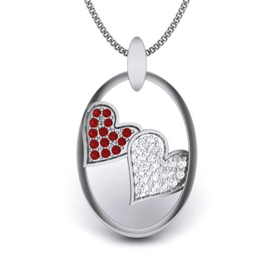 Diamond Heart Love Valentine Pendant renders 3dm details 3D print model_4