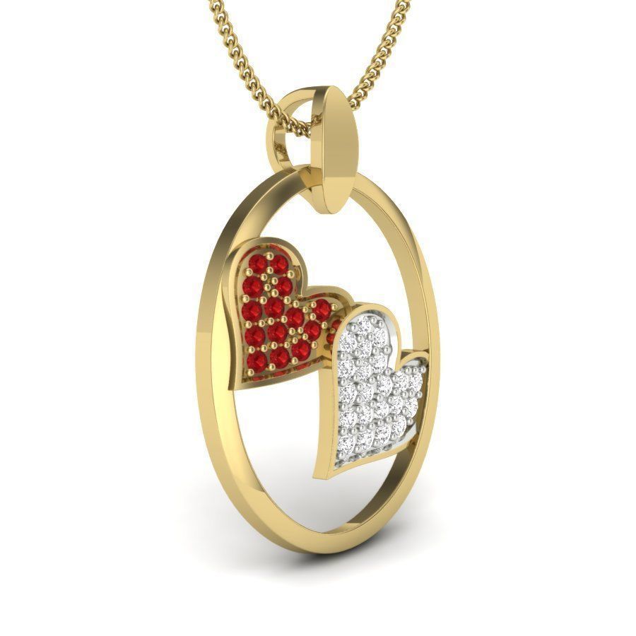 Diamond Heart Love Valentine Pendant renders 3dm details 3D print model_7