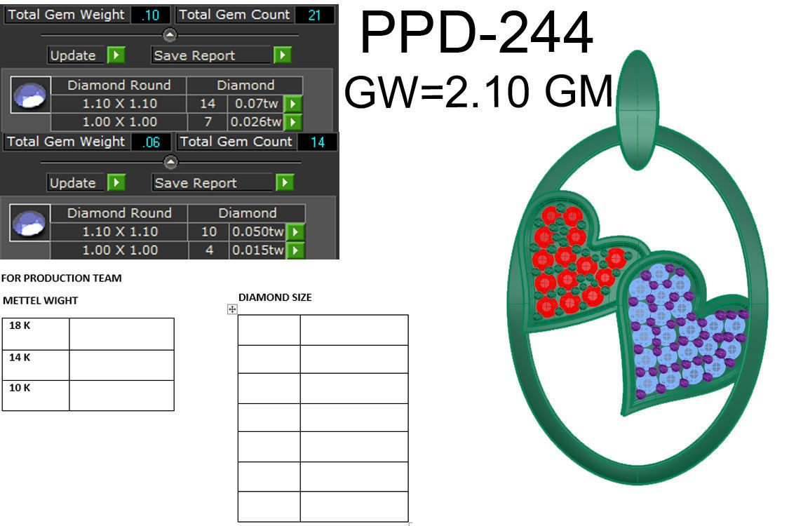 Diamond Heart Love Valentine Pendant renders 3dm details 3D print model_16