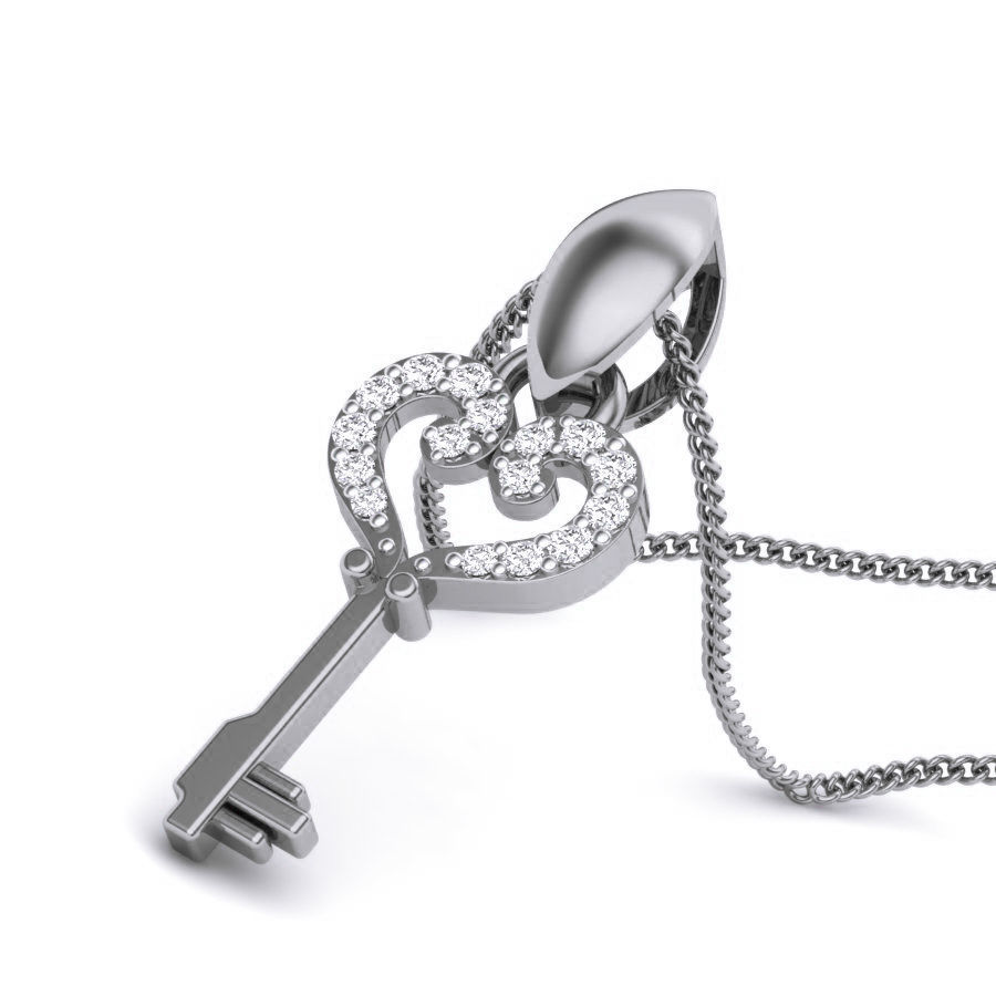 Diamond Key Pendant renders 3dm details 3D print model_2