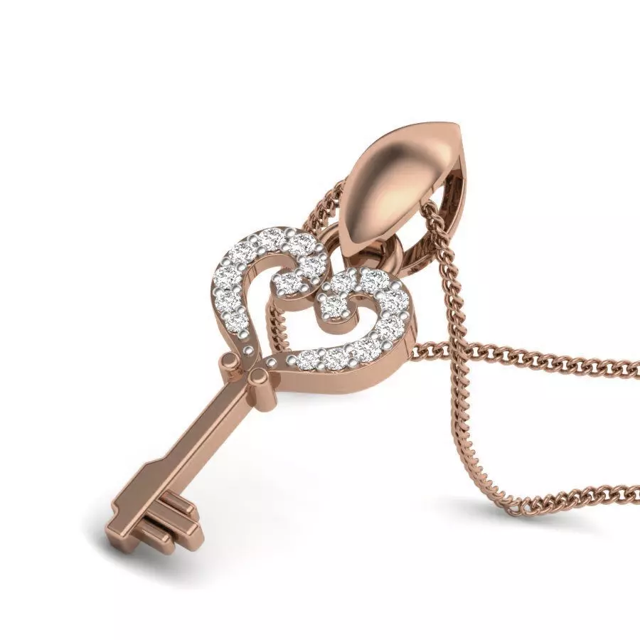 Diamond Key Pendant renders 3dm details 3D print model_0